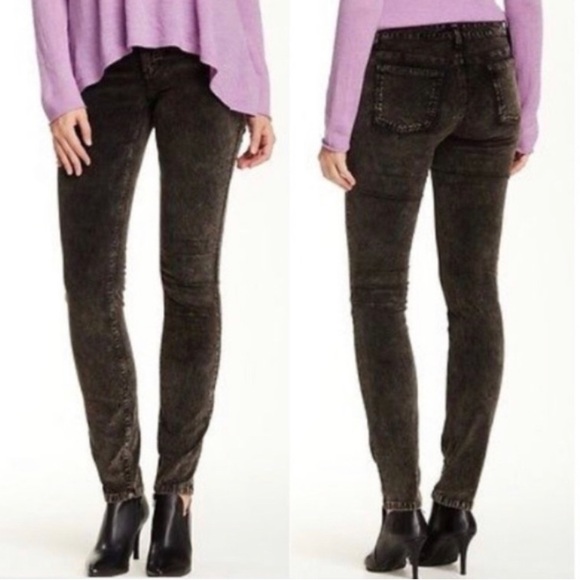 Eileen Fisher Pants - Eileen Fisher Black Velvet Skinny Jeans Acid Wash Cotton Casual Stretch Size 14